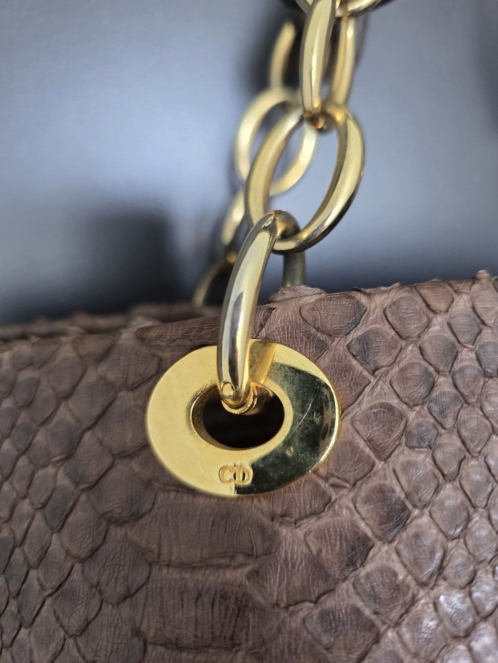 VTG Authentic Christian Dior Paris Exotic Leather Python Handbag Certified 12x15 - Picture 9 of 16